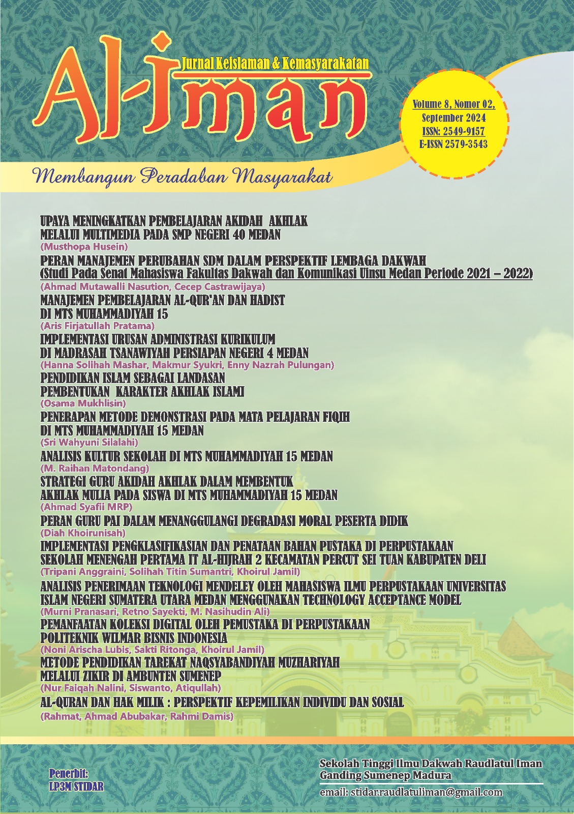 					View Vol. 9 No. 2 (2025):                                                     Al-Iman Jurnal Keislaman dan Kemasyarakatan
				